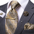 Paisley Silk Men's Tie Set in Gold