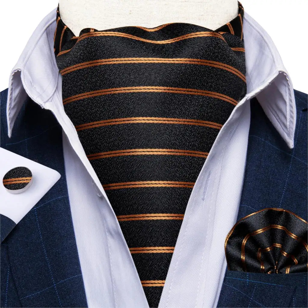 Men's Silk Cravat Set with Cufflinks and Pocket Square