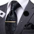 Paisley Silk Men's Tie Set in Black