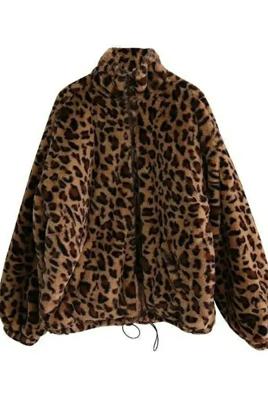 Leopard Style Women's Furry Coat