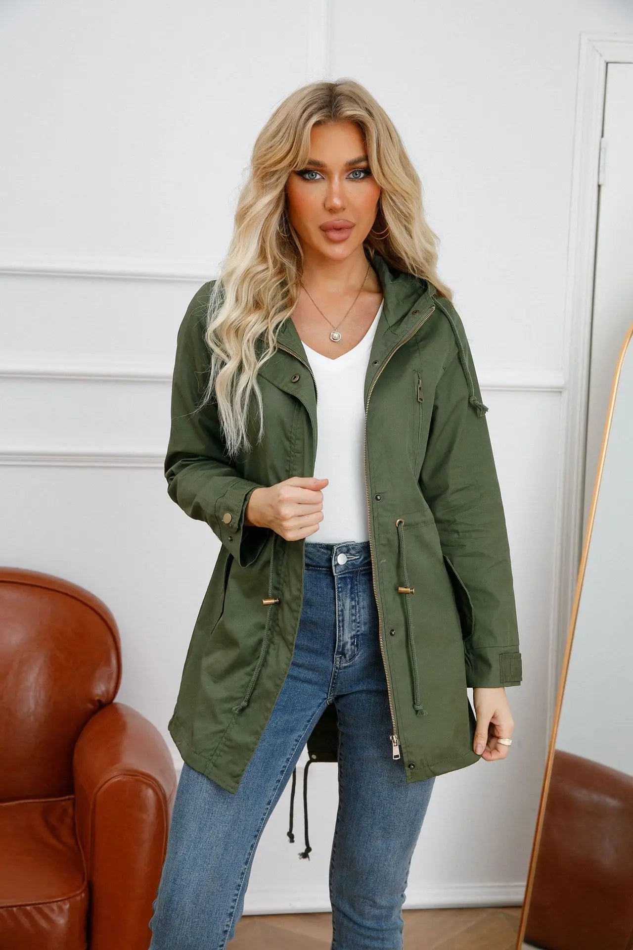 Stylish Green Trench Coat for Women