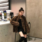 Leopard Style Women's Furry Coat (sitting down)