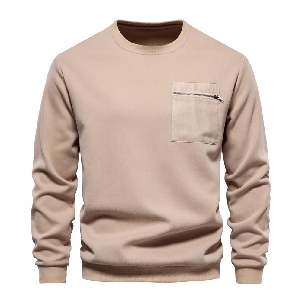 Brown Casual Men's Pocket Jumper