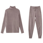 Coffee Polo Neck Jumper and matching Jogging Pants for women