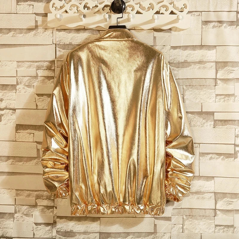 Gold Shiny Urban Men's Jacket (Back)