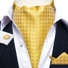 Men's Silk Cravat Set with Cufflinks and Pocket Square