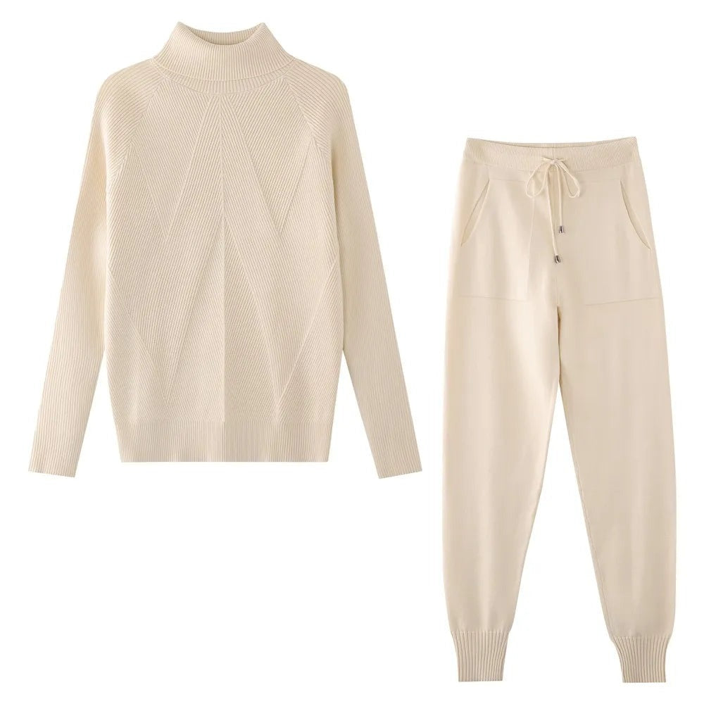 Apricot Polo Neck Jumper and matching Jogging Pants for women