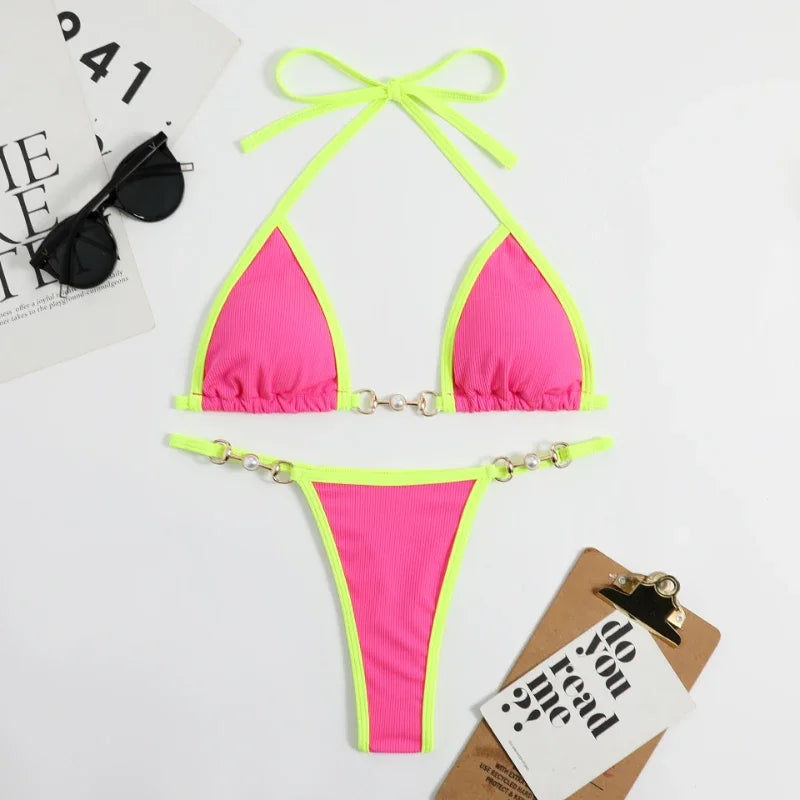 Stylish 2-Piece Bikini Set - Pink