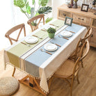 Modern Classic Dining Tablecloth in Blue and Green