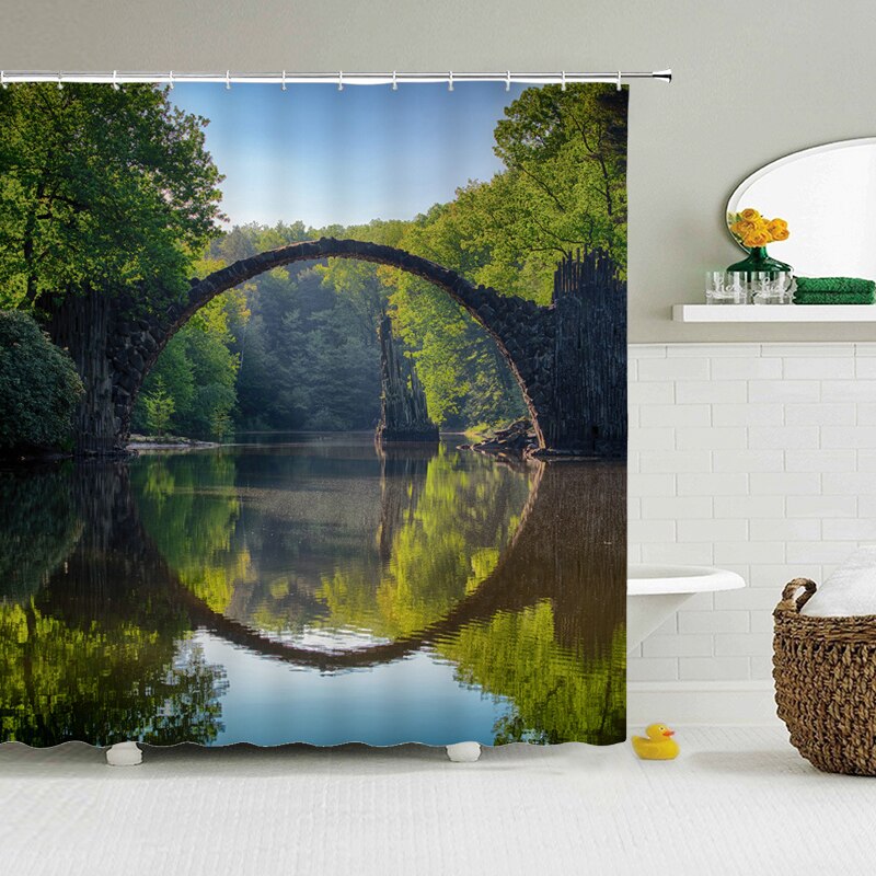 3D Vibrant Nature Scenery Shower Curtain Style 4