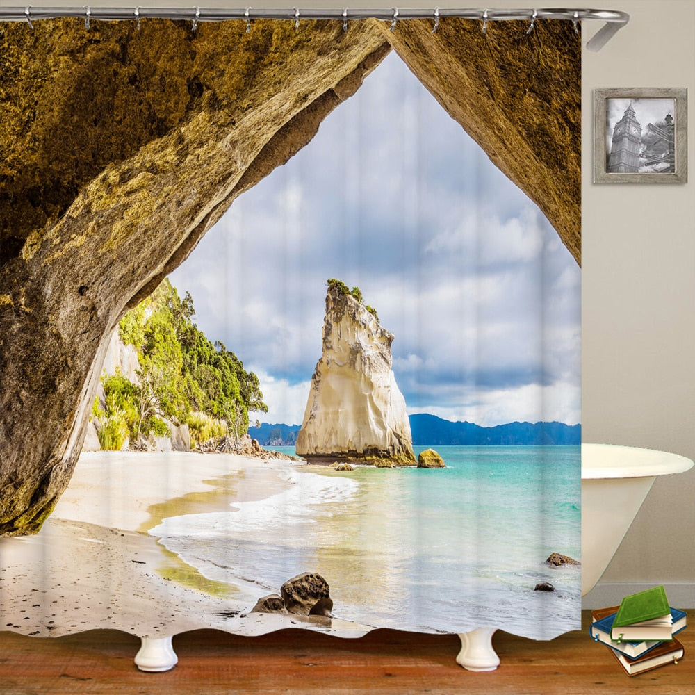 3D Vibrant Nature Scenery Shower Curtain Style 7
