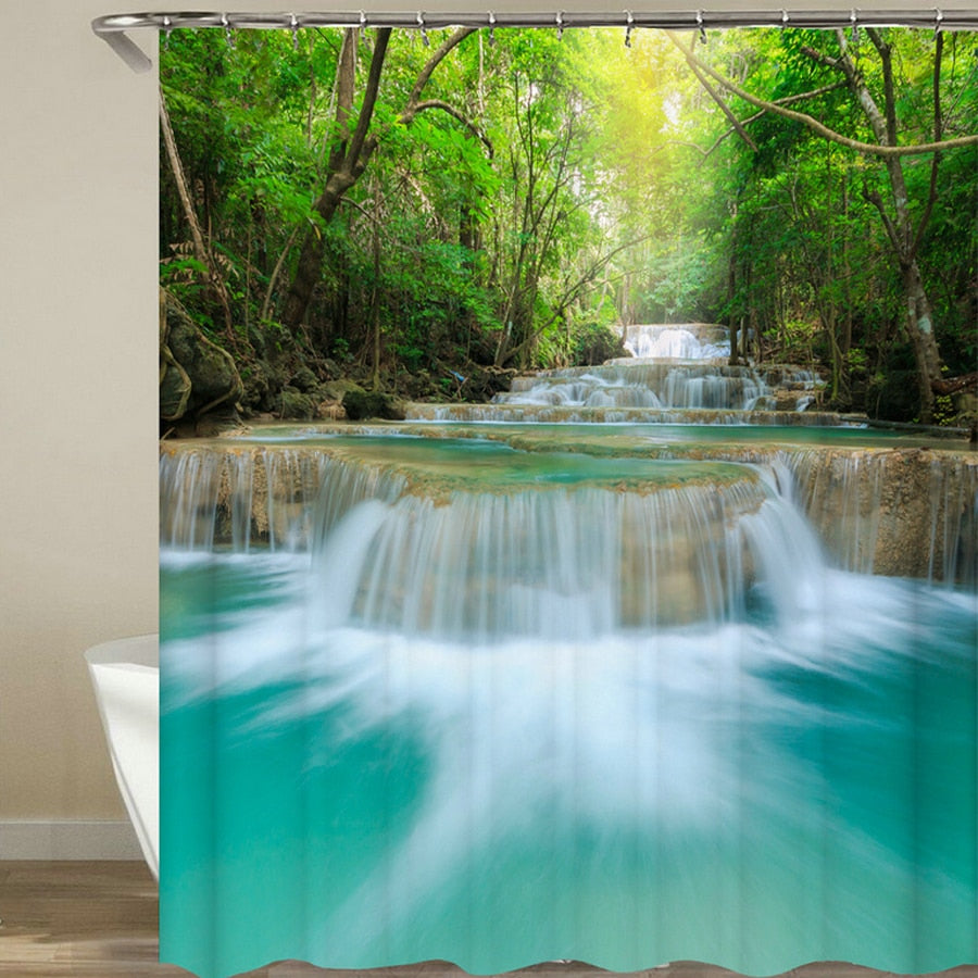 3D Vibrant Nature Scenery Shower Curtain Style 8