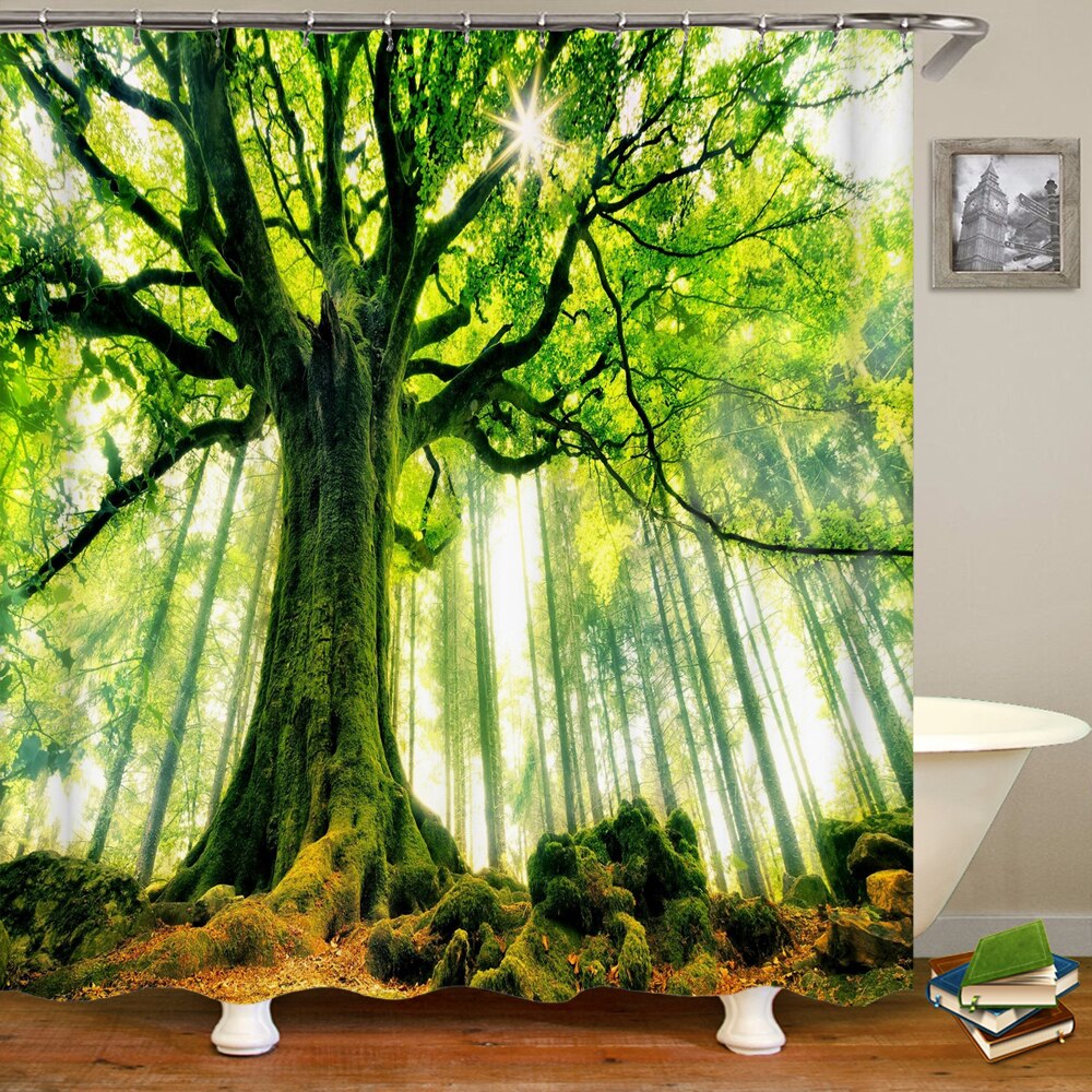 3D Vibrant Nature Scenery Shower Curtain Style 11