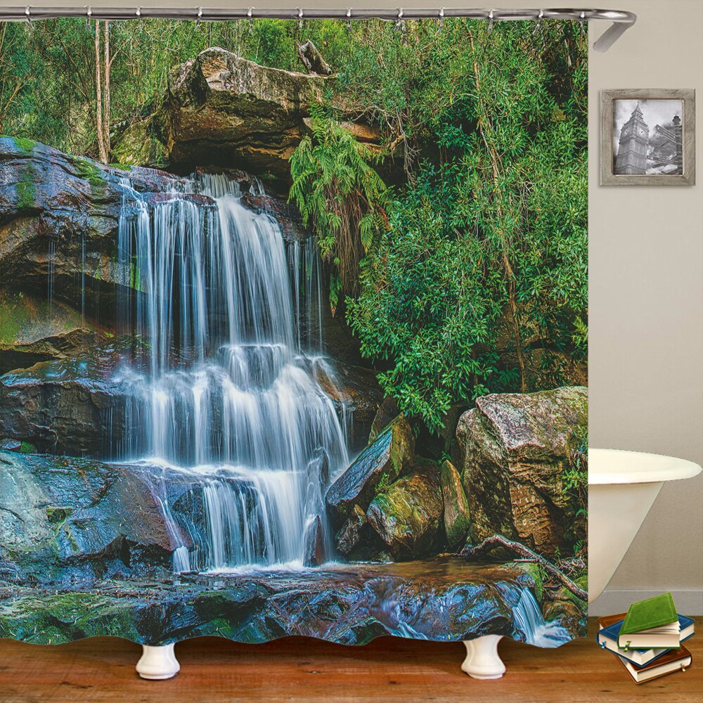 3D Vibrant Nature Scenery Shower Curtain Style 1
